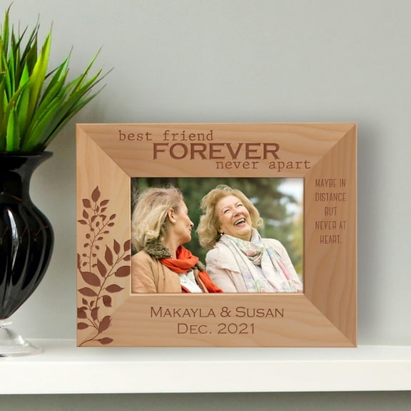 Best Friend Forever Never Apart Personalized Wooden Frame-5" x 3 1/2" Brown Horizontal