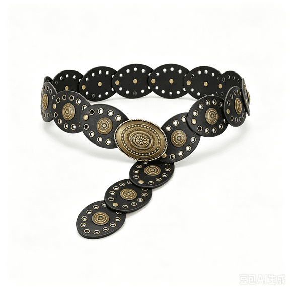 Vintage Hollow Western Disc Belt for Women – Boho Concho Waist Belt with Retro Metal Buckle, Faux Leather Country Belt for Dresses & Jeans, Adjustable Fit