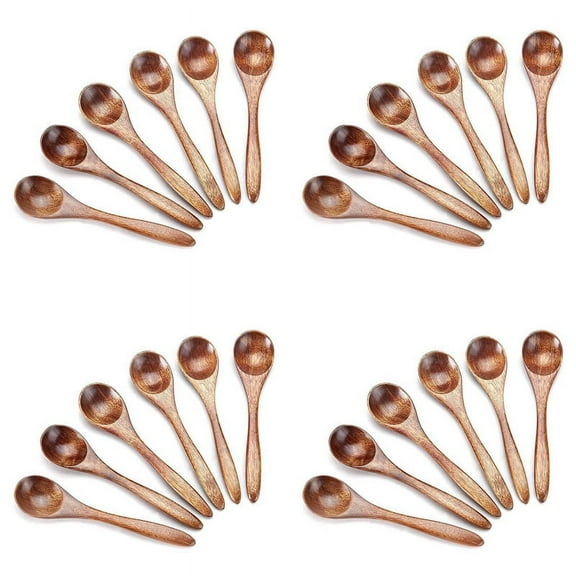 Small Wooden Spoons, 24Pcs Wooden Teaspoon for Cooking Small Condiments Spoon, Mini Wooden for Daily Use