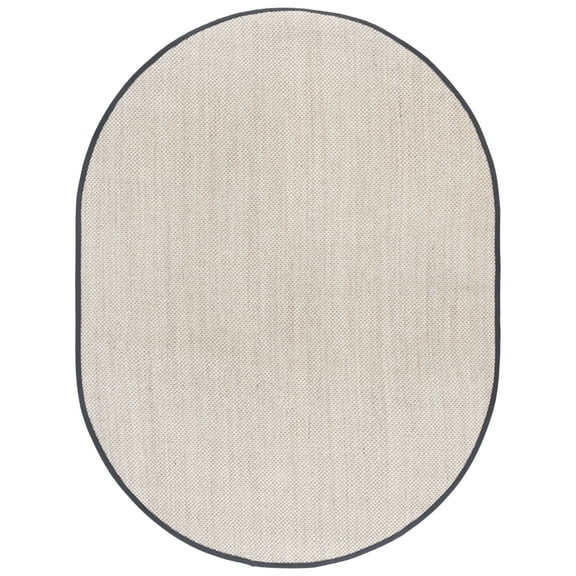 SAFAVIEH Natural Fiber Kentigern Solid Area Rug, Marble/Dark Grey, 6' x 8' Oval