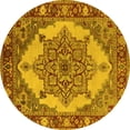 thumbnail image 1 of Ahgly Company Machine Washable Indoor Round Oriental Yellow Industrial Area Rugs, 6' Round, 1 of 4