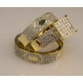thumbnail image 3 of TAAPSEE JEWELS His Her Trio Ring Set - Wedding Men Women Bridal Band Ring - White Round Cut Cubic Zirconia Trio Ring Set, 3 of 3