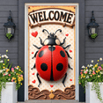 thumbnail image 5 of Ladybug Design Welcome Banner Red Hearts Ladybug Display Polka Dot Pattern Vintage Border Heart Backdrop for Garden Party Kids Birthday Welcome Event, 5 of 9
