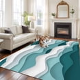 thumbnail image 2 of 5'x7' Area Rugs, Turquoise Ombre Indoor Outdoor Area Rug for Living Room Bedroom, Modern Geometric Moire Abstract Art Washable Bathroom Rugs Kitchen Floor Carpet Mats Home Decor Aesthetic, 2 of 8