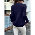 thumbnail image 6 of Women Casual Trendy Classic Pullover Sweaters Fall Outfits Navy Blue M, 6 of 8