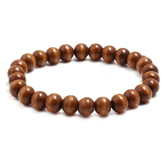 Namzi Mens Womens Wood Beaded Stretch Bracelet - Light Brown A