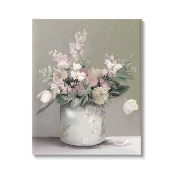 Stupell Industries Timeless Flower Bouquet Assorted Blossoms Patterned Vase Painting Gallery Wrapped Canvas Print Wall Art, Design by Kamdon Kreations