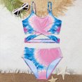 thumbnail image 2 of mgoYE Swimsuit for Girls Teen Girls Swimsuits Heart Print Tie Dye Two Piece Bathing Suit Adjustable Straps Bikini Sets(Pink,10-11 Years), 2 of 4
