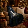 thumbnail image 3 of Calm White Cat Under Moonlit Window Bat Silhouette, Peaceful Pet Portrait Pattern, Warm Flannel Blanket for Living Room and Bedroom, Cat Lovers Valentine's Day Gift, Pet Lover Home Decor, 3 of 9