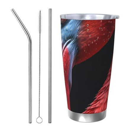 

Gukieu Closeup Red Flamingo Portrait Print 20OZ Car Cup Vacuum Stainless Steel Leak-proof Thermos Cup Unisex Suitable for Home Outdoor and Sports-Straw Three-piece Set