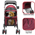 thumbnail image 3 of Carriola para Mascotas Cochecito para Perros y Gatos Pequeños - Medianos Ligera y Plegable con Freno Bandeja Portavasos - Rojo, 3 of 6