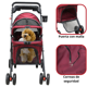 thumbnail image 3 of Carriola para Mascotas Cochecito para Perros y Gatos Pequeños - Medianos Ligera y Plegable con Freno Bandeja Portavasos - Rojo, 3 of 6