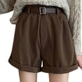 thumbnail image 3 of MRULIC shorts for women Women's Summer High Waist Pleated Loose Casual Super Soft Pocket Corduroy Wide Leg Shorts Coffee + S, 3 of 9