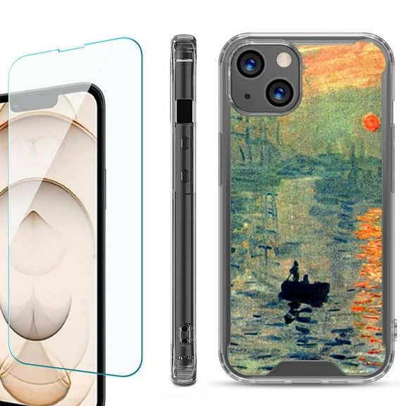 Shockproof Bumper Phone Case for iPhone 13, with Tempered Glass Screen Protector, by OneToughShield ® - Sunrise Impression