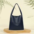 thumbnail image 3 of Bolso de mano informal para mujer, bolso hobo grande con cremallera, bolso comprador de cuero (azul), 3 of 5