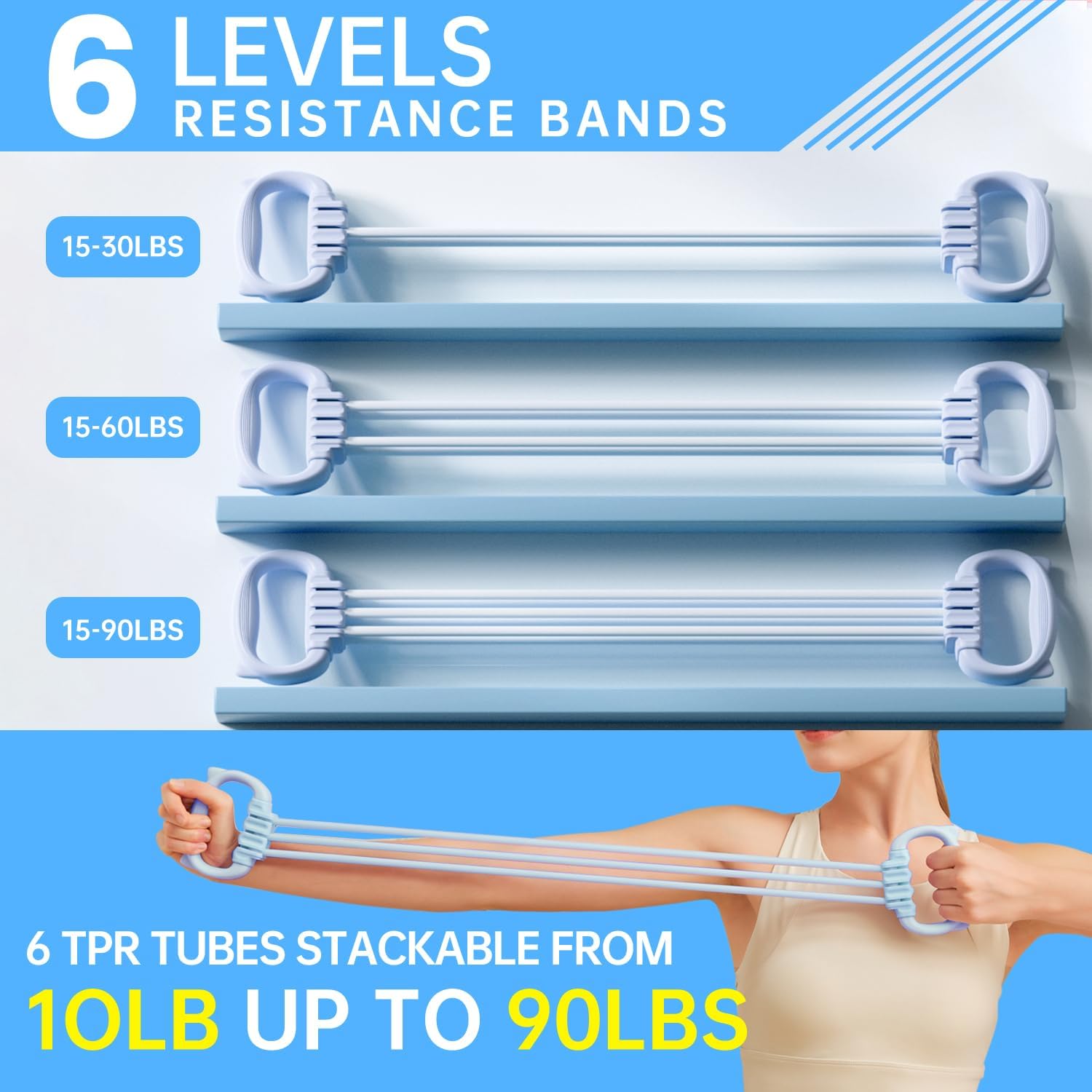 JJEAN-Resistance Bands with Handles, Single Resistance Bands, Exercise Bands with Comfortable Handles, Resistance Training, Physical Therapy, Home Workouts, Fitness, Pilates