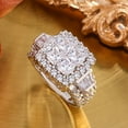 thumbnail image 2 of SFTING Rings for Women 18K Gold Plated Princess Cut Engagement Rings for Women 5A CZ Size 5, 2 of 6