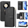 thumbnail image 2 of Funda para Honor X9b 5G con cremallera tipo cartera, tarjetero, marco de fotos, soporte y cordón, de piel sintética. Negro, 2 of 5