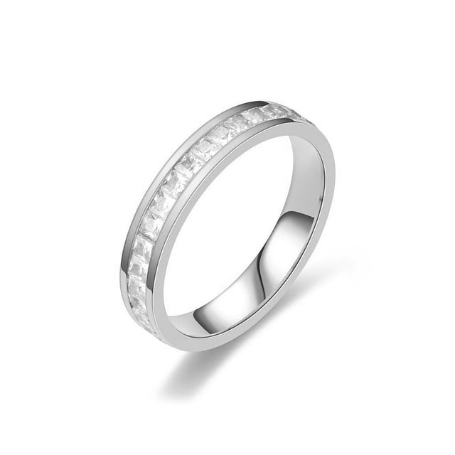Anillo de cristal para mujer, joyería de mano de compromiso exquisita, círculo de Metal con diamantes de imitación, decoración de vestir Ropa, zapatos y accesorios Miscelánea Plata Talla 8 Qarigey AP014468-04