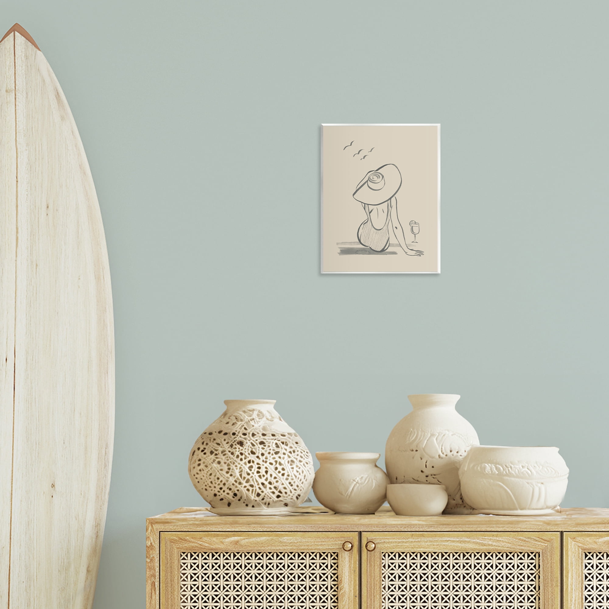 Stupell Industries Beach Day Drawing Novelty Drawing Unframed Art Print Wall Art, 11 x 14