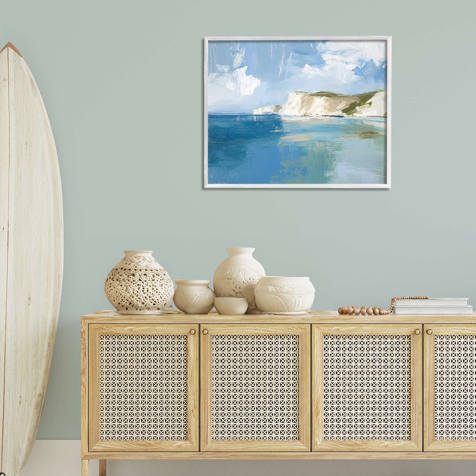 Stupell Industries Coastal Wilderness Shore Coastal Painting White Framed Art Print Wall Art, 30 x 24