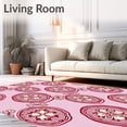 thumbnail image 2 of ODIKA 5'x7' Machine Washable Non-Slip Area Rug, Festive Snowflake Medallion with Elegant Interlocking High Traffic Rug with Pad, Pink, 732998, 2 of 8