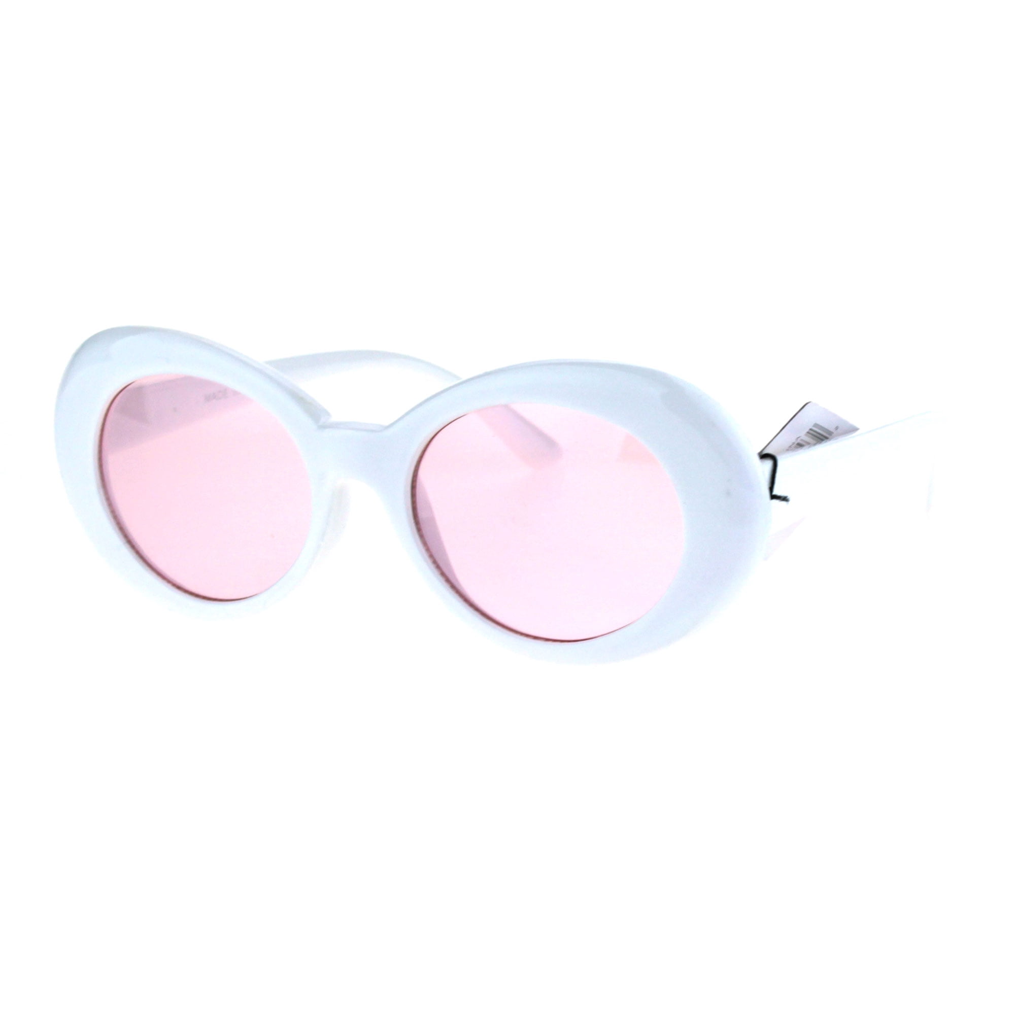 Color Lens Retro Mod Oval Round Minimal White Frame  display picture 1
