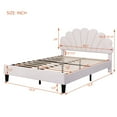 thumbnail image 4 of Full Size Solid and Stable Upholstered Platform Bed with Flower Pattern Velvet Headboard(Beige), 4 of 13