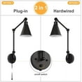 thumbnail image 6 of Haitral Swing Arm Sconces 2 pack - Dimmable Lamp with Mounted Light Fixtures in Black, 6 of 7