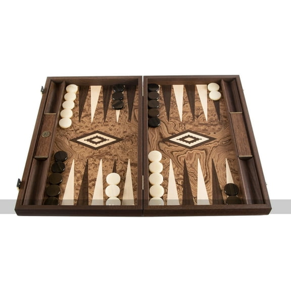 Manopoulos Luxury Walnut Burl 19-inch Backgammon Set
