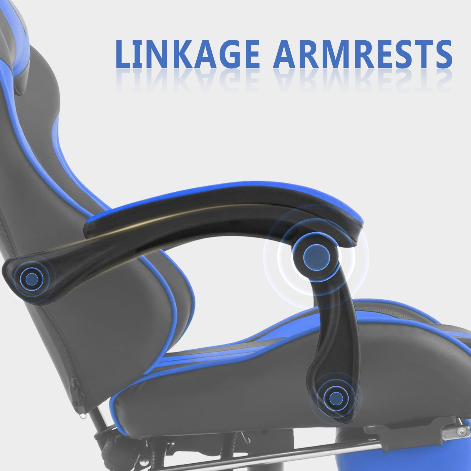 SOONTRANS Gaming Chair, Blue Gamer Chair with Footrest, Ergonomic Office Chair for Adult, Reclining Computer Chair with Massage Lumbar, Adjustable Game Chair