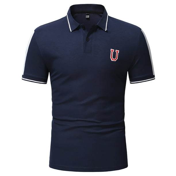 Camiseta de manga corta informal de moda de verano, camiseta ajustada con solapa superior para hombre Pompotops oipoqjl44728