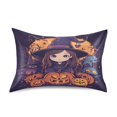 thumbnail image 3 of Dailycode Satin Pillow Case King Silk Pillow Cover for Hair and Skin Envelope Closure Anime Witch Surrounded by Pumpkins 20"x40", 3 of 9