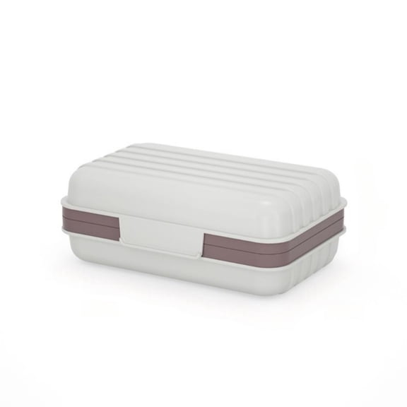 Travel Soap Container with Lid Outdoor Soap Dish Holder Box with Draining Tray Ivory