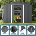 thumbnail image 5 of SOLAURA 8'x6' Outdoor Metal Storage Shed Garden Tool Storage Shed with Sliding Double Door - Gray, 5 of 8