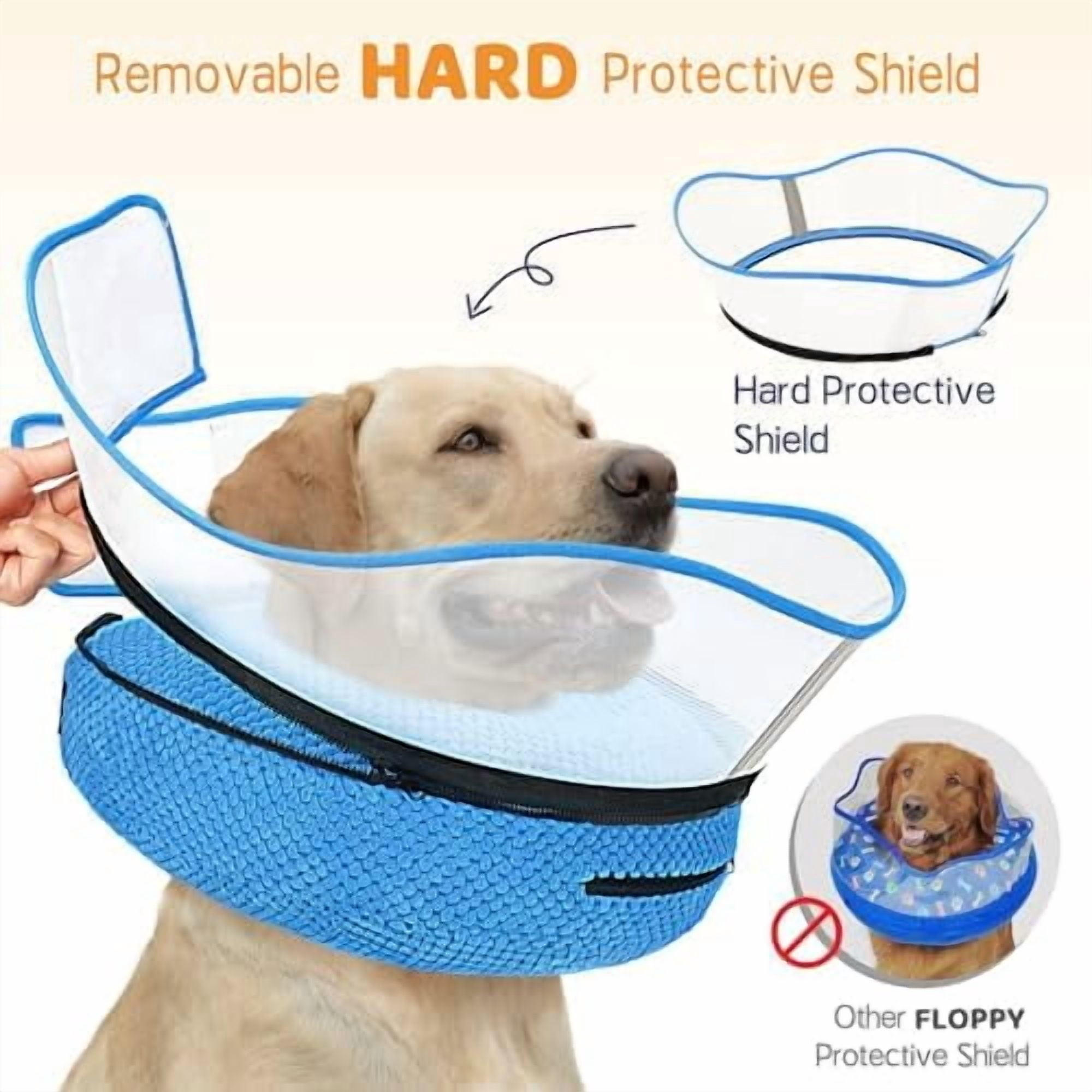 Raised Inflatable Dog Cone Alternative Collars for After Surgery, Dog Donut Collar After Surgery, Soft Pet Cone for Small Medium Large Dogs to Stop Licking Blue,L(Neck 12"-16")
