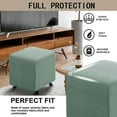 thumbnail image 3 of Ottoman Cover Square Folding Storage Ottoman Slipcovers Jacquard Stretch Cube Footrest Foot Stool Covers Protector with Elastic Band (Medium,Light Green), 3 of 7