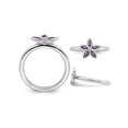 thumbnail image 3 of Gem & Harmony 1/3 Carat (Ctw) Amethyst Flower Ring in Sterling Silver for Women, 3 of 6