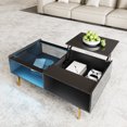 thumbnail image 2 of MODERNLUXE High Gloss Coffee Table with Storage,Rectangle Lift Top Coffee Table with Glass Top & LED Lights for Home Office,Black, 2 of 7