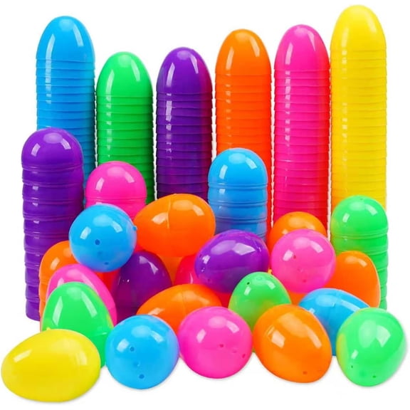 Plastic Easter Eggs Set, 600 Count 2.35 Inch Bright Multicolor Fillable Eggs for Easter Egg Hunts, Party Decorations, Basket Stuffers and Classroom Prize Filler