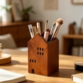 thumbnail image 1 of House Shaped Wooden Pen Container Cute Desk Organizer For Pens Pencils And Office Supplies, 1 of 6