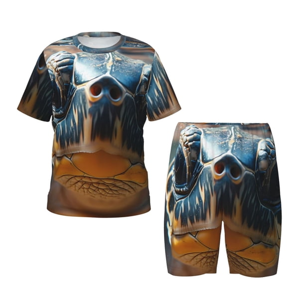 Balery Realistic Cute Sea Turtle Conjunto de Pijama Infantil de Manga Corta con Estampado – Ropa de Dormir de Algodón Suave-Large
