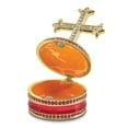 thumbnail image 2 of Lovely Rita's Bejewel Pewter Multi-Color Finish Reverence Cross Round Trinket Box, 2 of 5