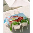 thumbnail image 3 of 60x84 Inch Outdoor Tablecloth with Umbrella Hole Zipper Rectangle Blue Green Easter Rectangular Tablecloths Outside Waterproof Spring Watercolor Eggs Bunny Red Truck Patio Table Cover for Picnic, 3 of 8
