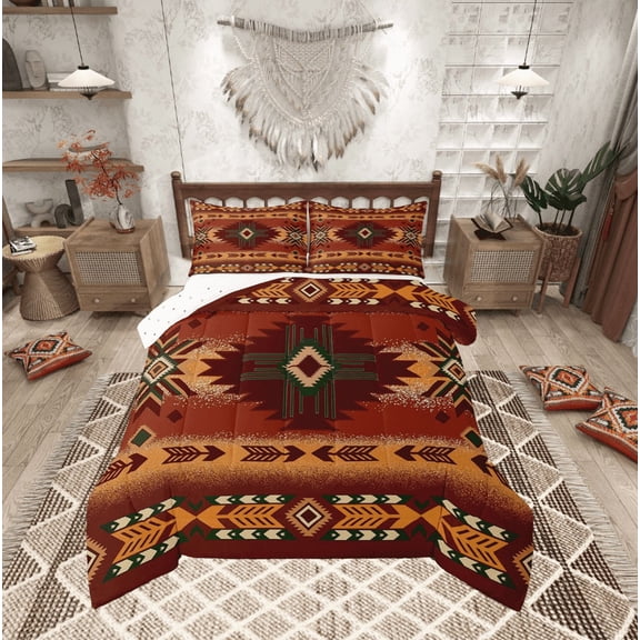 Erosebridal Bohemian Aztec Bedding Twin Comforter Set,Hippie Tribal Down Comforter,Super Cozy Reversible Bedding Sets Twin with Comforter,Boho Decoration,3pcs