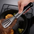 thumbnail image 2 of Black Stainless Steel Food Tongs Heavy Duty Kitchen Tongs With Silicone Tips For Bread Steak Barbecue Salad Serving Baking In Black 9.5 Inch, 2 of 7