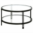 thumbnail image 6 of Evelyn&Zoe Inez 32" Wide Round Coffee Table with Glass Shelf in Brass, 6 of 9