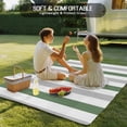 thumbnail image 4 of Outdoor Rug 4x6 ft Striped Waterproof Outdoor Patio Rug Mat Non Slip Outside Area Rugs Carpet for RV,Camping,Porch,Deck,Pool,Balconybackyard,Sage Green Grey White, 4 of 9