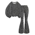 thumbnail image 5 of Grblisyd Girls 2 Piece Outfit Kids Fall Winter Leopard Print Sweatshirt Tops and Trendy Bell Bottom Pants Set Back to School Clothes, 5 of 7