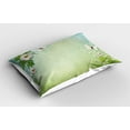 thumbnail image 2 of Ambesonne Spring Pillow Sham 2 Pack, Flowers Butterflies Pattern, 36"x20", Lime Green Pale Blue, 2 of 3